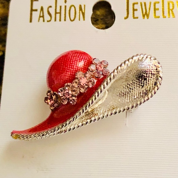 Rhinestone & Enamel Hat Brooches (2) - Red Hat Society, NWOT - Picture 7 of 13